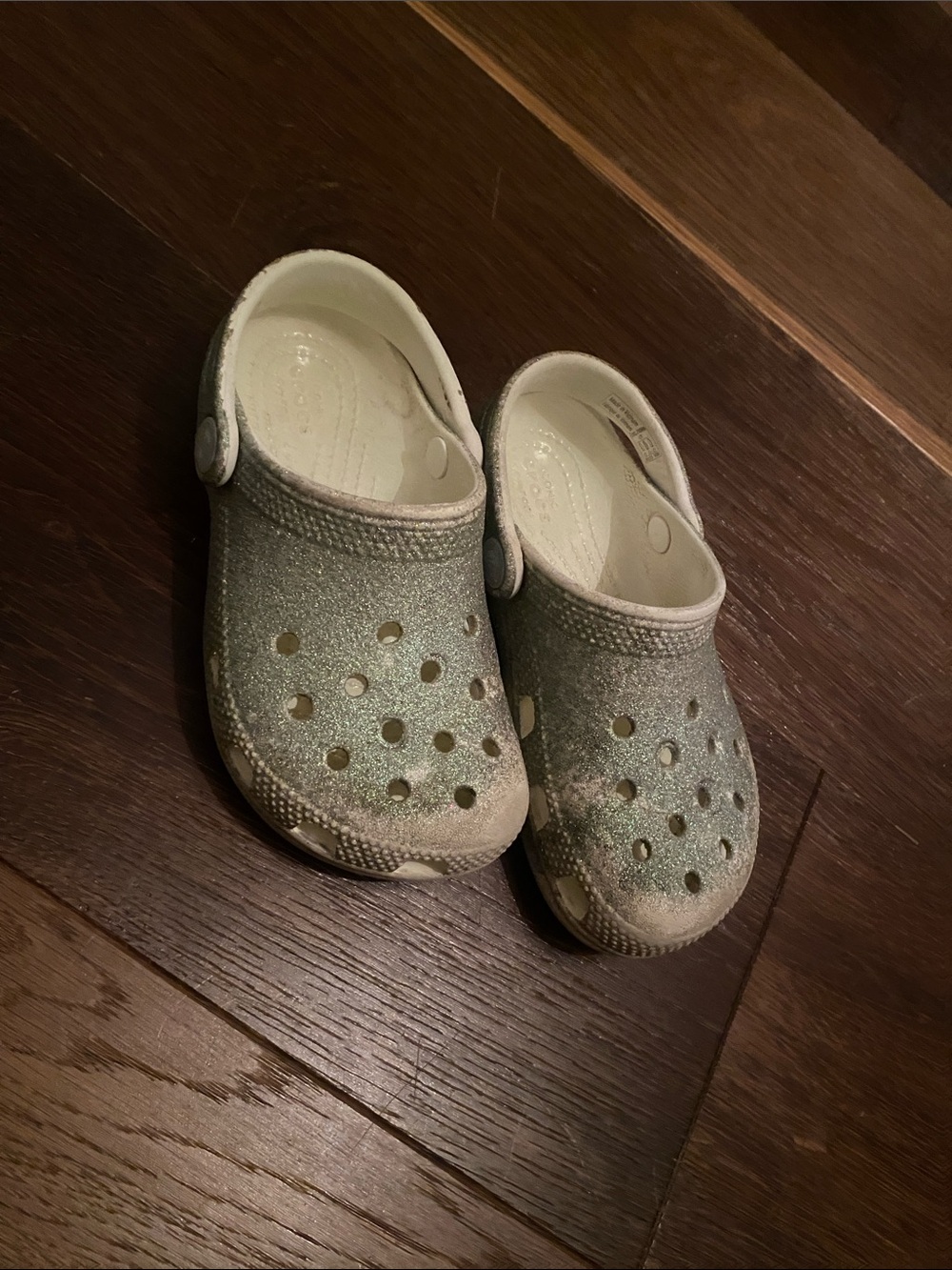 CROCS Kids Glitter Clogs - Light Silver